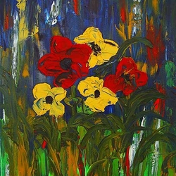 gelbe und rote Blumen